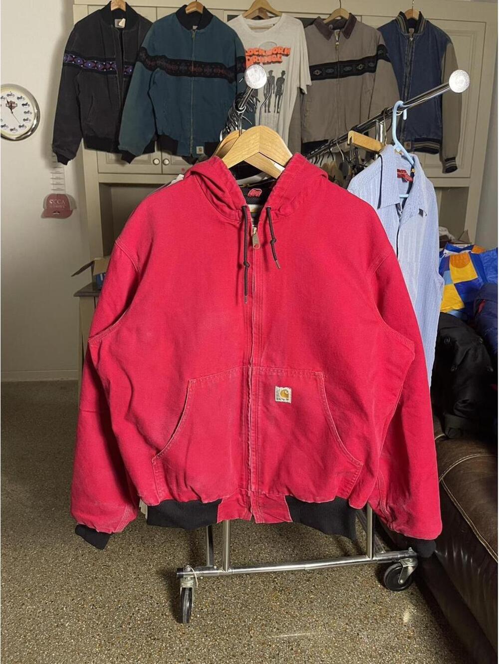 2002 J131 Red Carhartt Hooded Jacket Large Regular